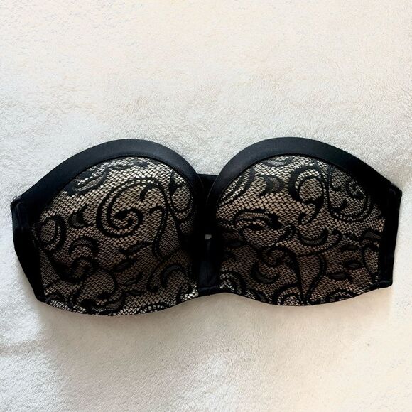 Strapless Black Lace Push-up Bra 34C - Picture 1 of 6